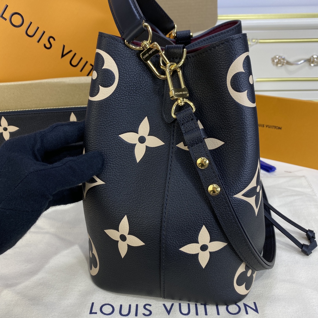 Louis Vuitton NEONOE MM Bucket Bag Grained Leather M45497 Black/Beige